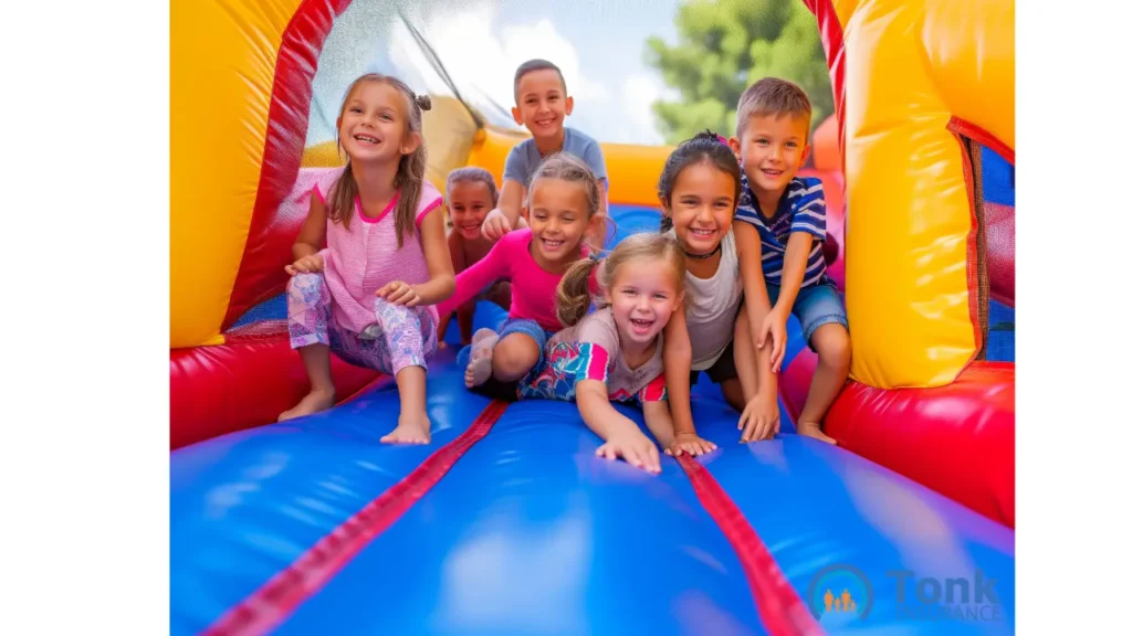 kids playing in bouncy castle 